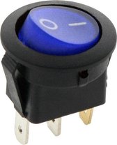 Schakelaar - blauw - 250 volt - 6A - verlicht rond - 3 pins