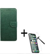 Groene boekmodelhoesje met glazen screen protector iPhone 12 / 12 Pro