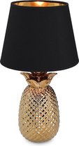 Tafellamp in ananas design - 35 cm hoog - decoratieve keramische lamp voor nachtkastje of bijzettafel - decoratieve lamp met E14-schroefdraad in goud-zwart