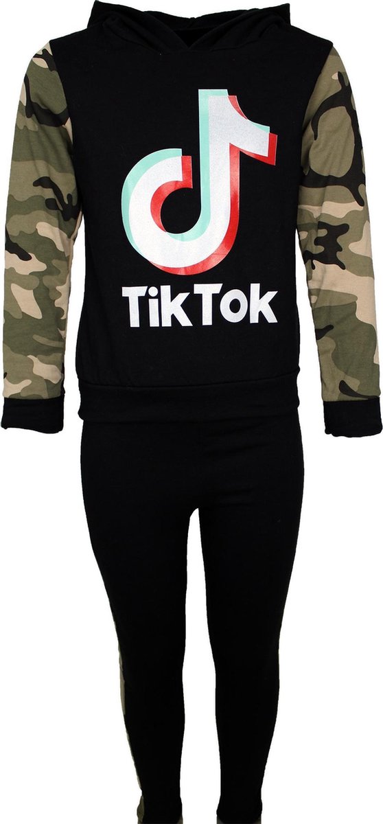 Tik Tok TikTok trainingspak camo zwart Kids Zwart - Maat 110/116