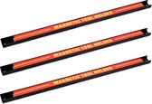 3 x magnetische gereedschaphouder, lijst – ca. 46 cm lang met montage-materiaal - magneetstrip voor de werkplaats - magneet gereedschaphouder, zwart,