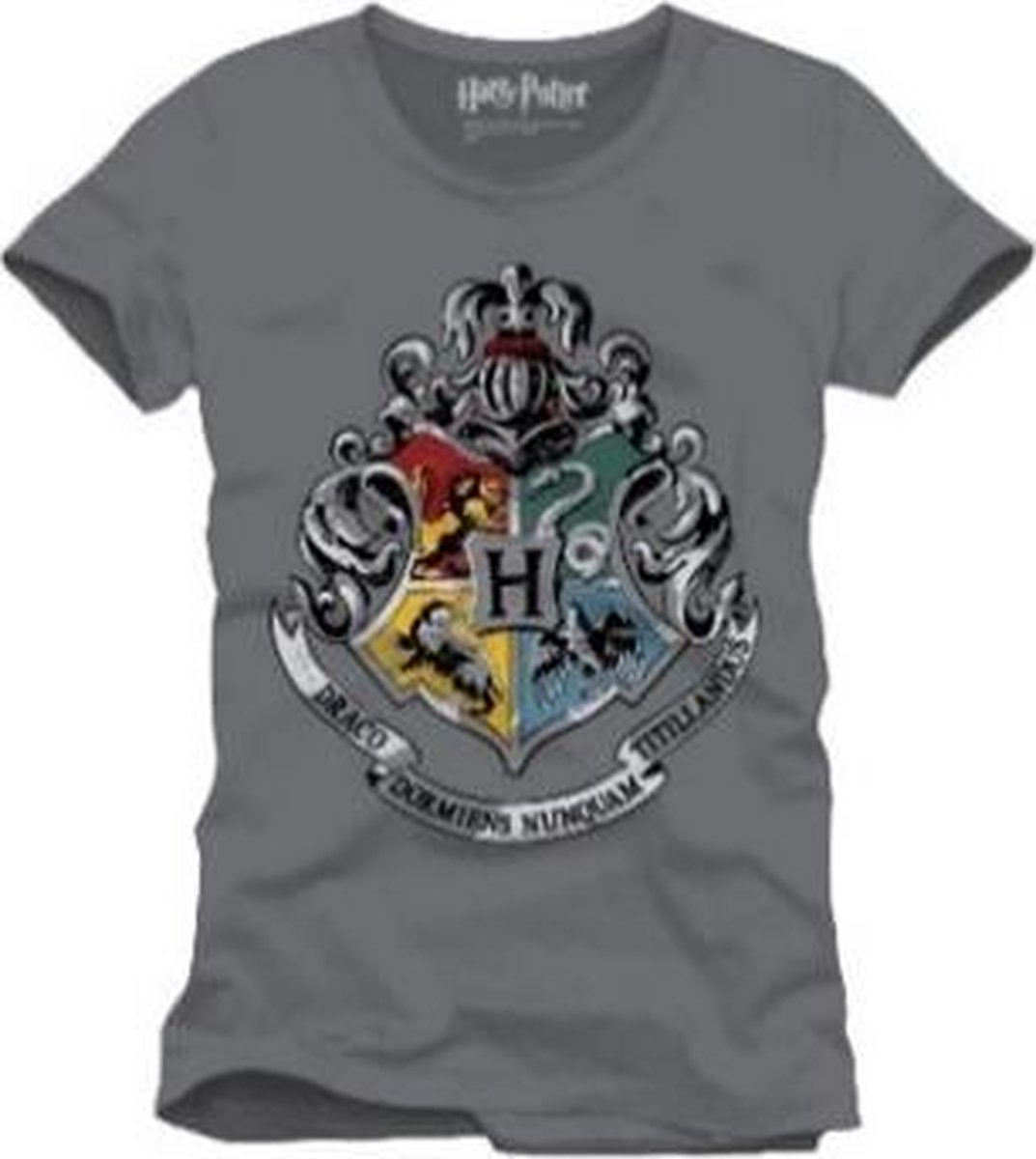 Harry Potter - Hogwarts 4 Houses Crest Anthracite T-Shirt - S