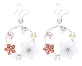 Dielay - Oorbellen Vlinder en Bloemen - 925 Sterling Zilver en Zirkonia - Oorringen - Ø 12 mm