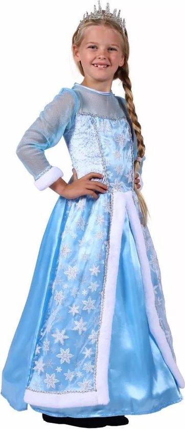 Robe de princesse des neiges Elsa avec Kroon gratuite et baguette magique, Robe