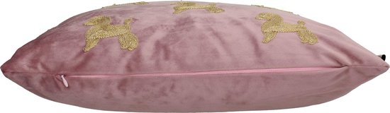 Sierkussen Poodle Small Pink Gold Velvet 45x45cm | Kussen poedel - LOFT030