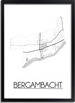 Bergambacht Plattegrond poster A2 + fotolijst zwart (42x59,4cm) - DesignClaud