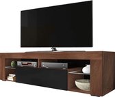 Maison’s Bianko – TV Meubel – TV Kast – Zwart/ Donkerbruin – Glazen platen – Opbergvak – 140x50,5x35