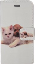 Print Book Case Cute Friends Hond en Witte Kat Galaxy S7 Edge G935F