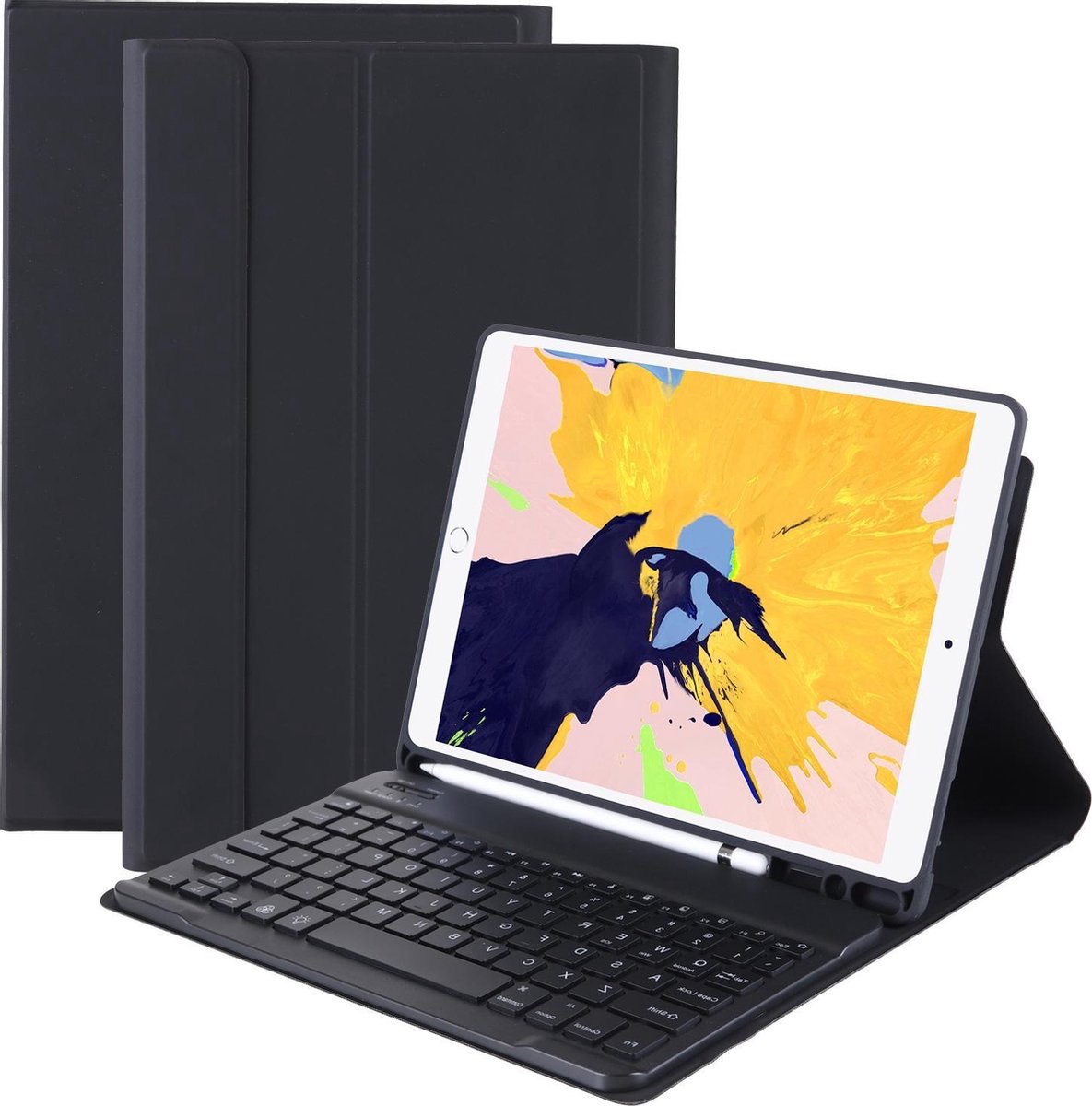 iPad 10.2 2019/2020 Hoes Bluetooth Toetsenbord Hoesje Met Uitsparing Apple Pencil - Zwart - BTH