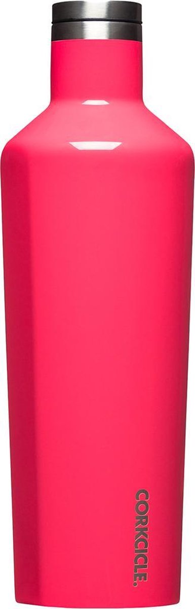 Corkcicle Canteen 750ml - Gloss Flamingo Roestvrijstaal - 25oz. Waterfles en Thermosfles - 3wandig - 25uur koud en 12uur warm - BPA vrij - grote opening voor ijsklontjes