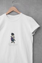 Uchiha Sasuke Pixel Anime Merch T-Shirt WIT - Maat XL - Merchandise Manga Sharingan Ninja Naruto