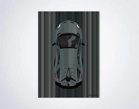 Lamborghini Aventador SVJ Grijs op Poster - 50 x 70cm - Auto Poster Kinderkamer / Slaapkamer / Kantoor