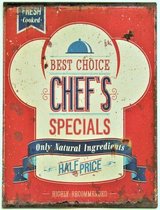 2D metalen wandbord "Best choice Chef's specials" 33x25cm
