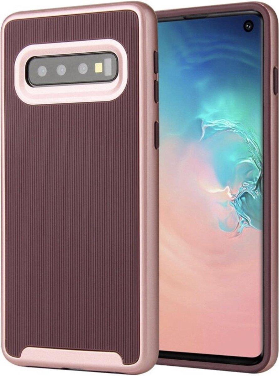 Geschikt voor Samsung Galaxy S10 Plus Backcover - Paars - Shockproof - 2 in 1 PC Hard & TPU