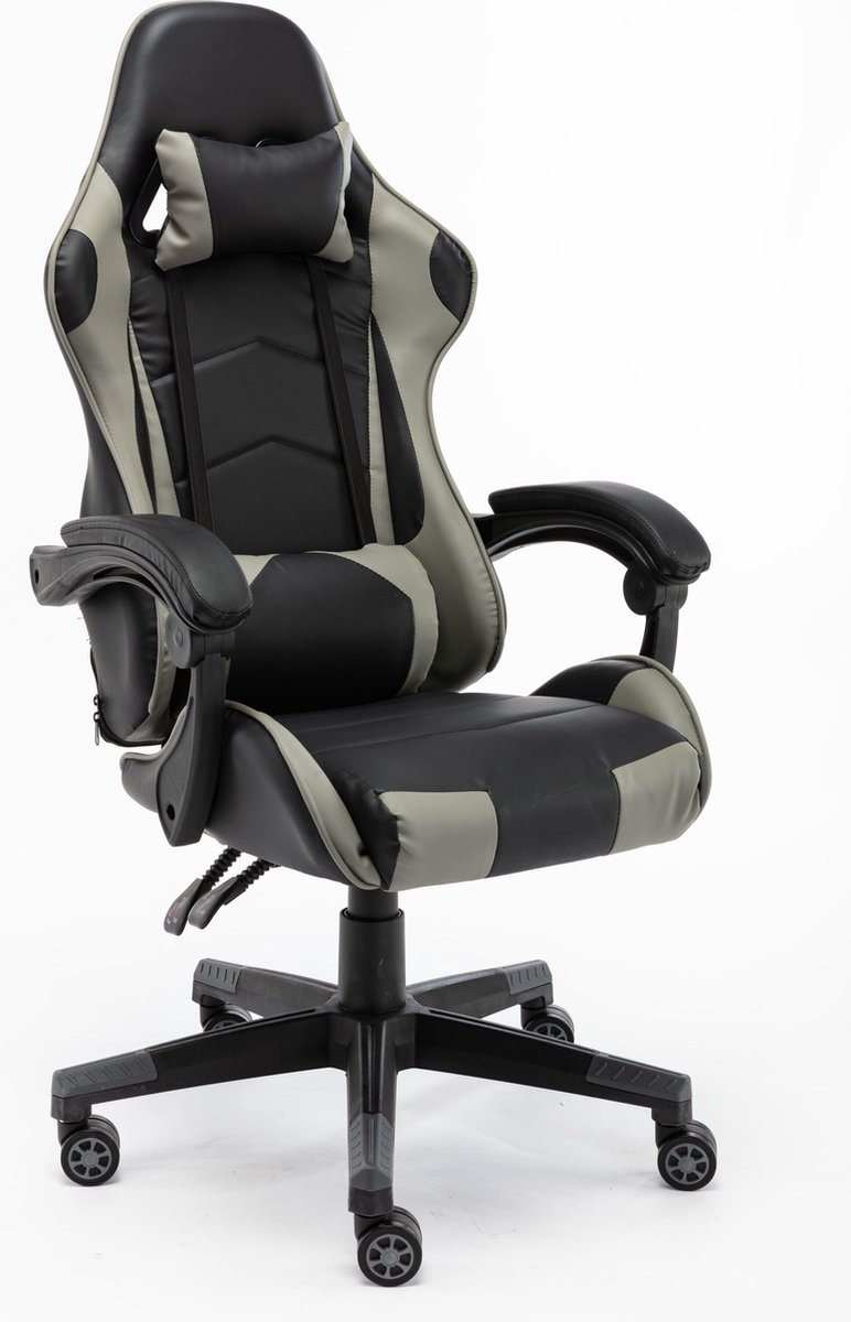 Alora gamestoel X-Treme grijs/zwart - Gaming Stoel - Gaming Chair - Met Nekkussen & Verstelbaar Rug