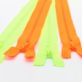 4st Opengaande RITSEN, FLUORESCERENDE Kleuren #T4 (2st Geel + 2st Oranje) Lengte 25cm