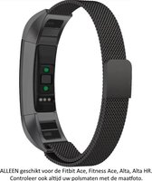 Milanees Bandje Zwart voor Fitbit Ace / Fitbit Alta HR / Fitbit Alta - Magneetsluiting – Milanese RVS Armband Black - Maat: zie maatfoto