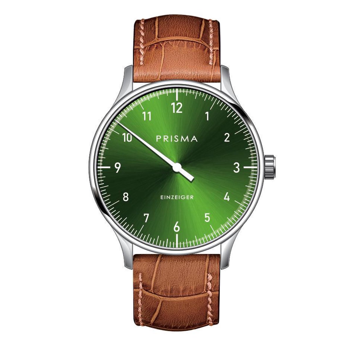 Prisma Design 'Einzeiger' - Eenwijzer Horloge Groen 40mm