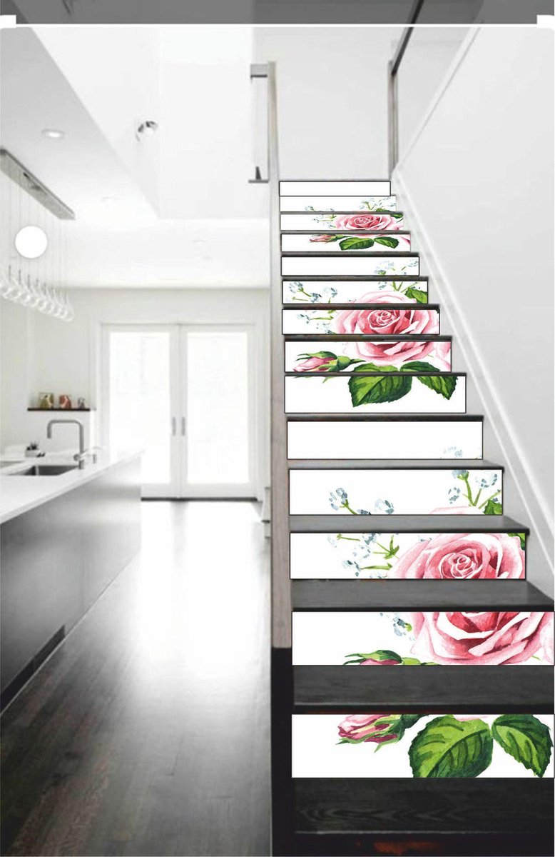 Trapsticker White flowers verwijderbare plakfolie