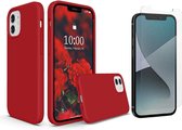 iPhone 12 Mini Hoesje - Soft Nano siliconen cover TPU backcover - Rood met 1x Screenprotector