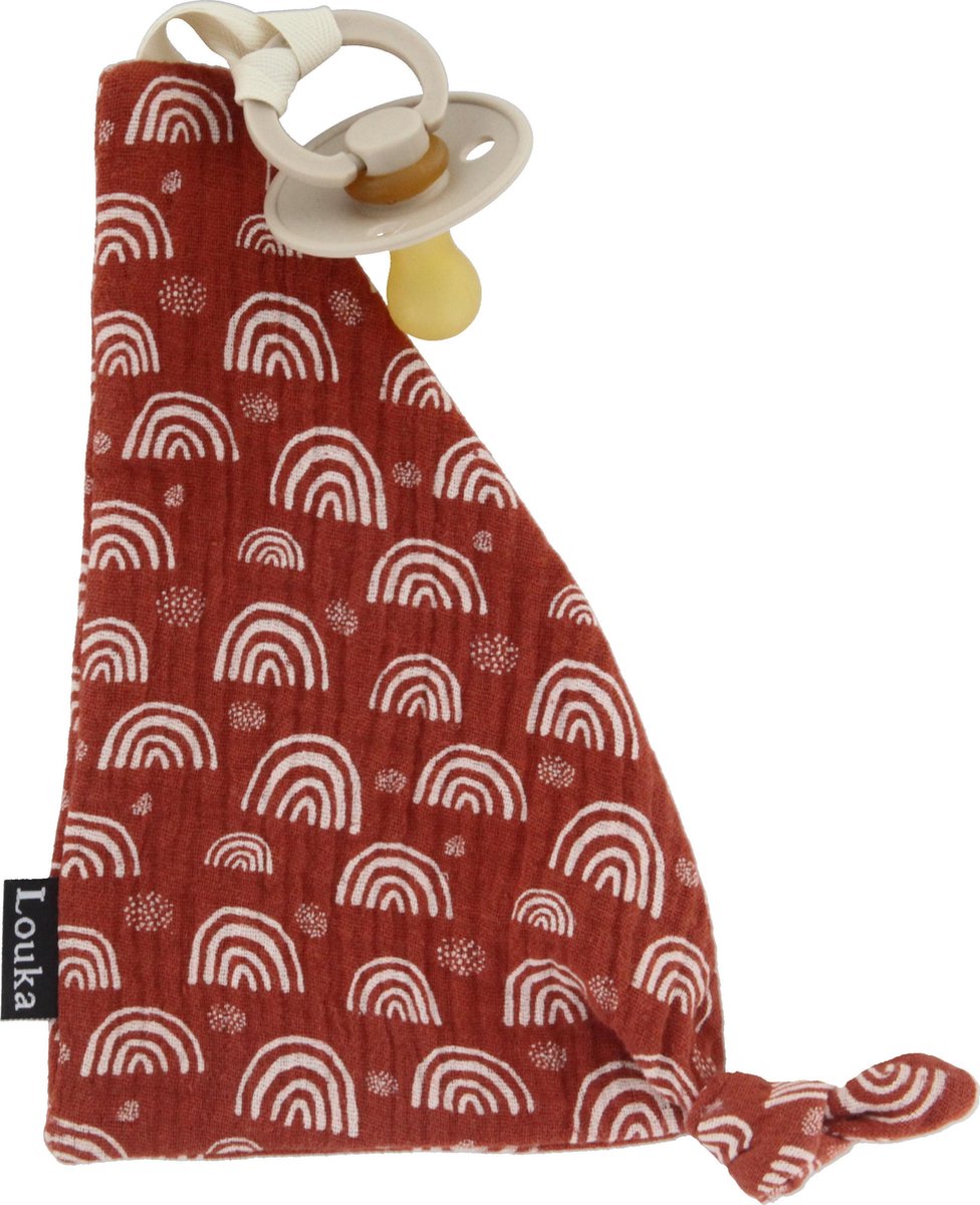Goedkoopste Louka speendoekje diehoek regenboog roest bruin-meisje-jongen-hydrofyl katoen-speenknuffel-excl. Speen
