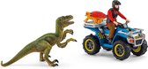Schleich Dinosaurus Speelfigurenset - Vlucht op de quad voor Velociraptor -  Kinderspeelgoed - 4 tot 10 jaar - 5 Onderdelen - 41466