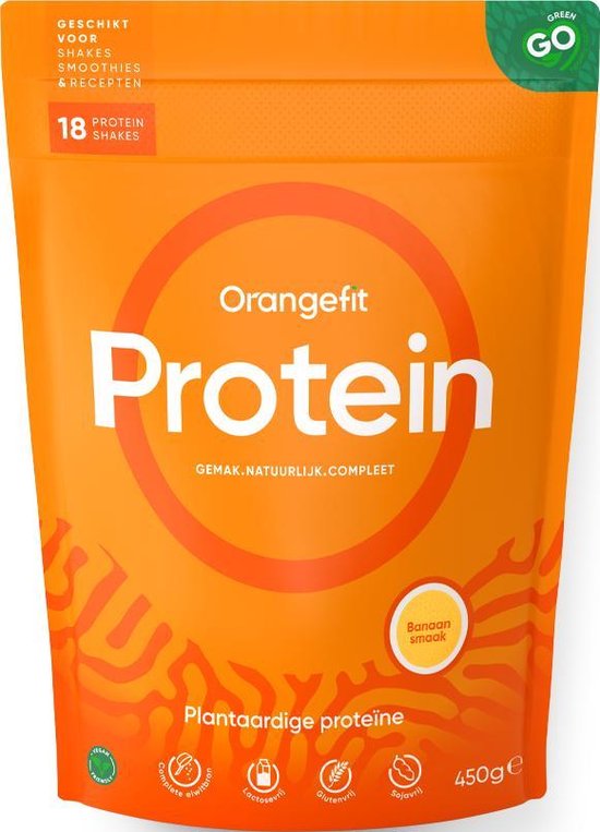 Orangefit Plantaardige Eiwitshake / Vegan Protein – Banaan – 450 gram