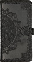 Mandala Booktype Motorola Moto E6 Play hoesje - Zwart