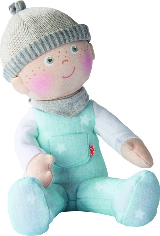 Haba Knuffelpop Pit Junior 20 X 12 Cm Katoen Blauw/wit