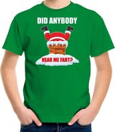 Fun Kerstshirt / Kerst t-shirt  Did anybody hear my fart groen voor kinderen - Kerstkleding / Christmas outfit XS (104-110)