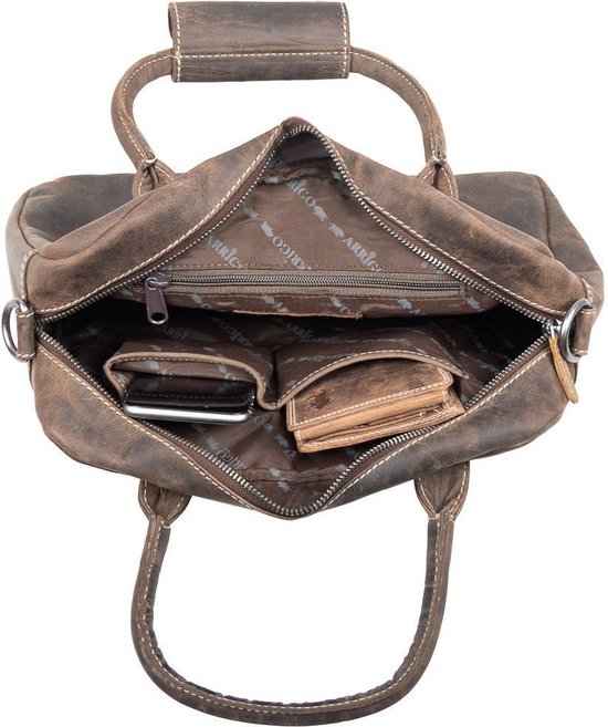 Dames Tas - Buffelleer - Bruin – Medium – Westernbag – Cowboybag - Handtas  | bol