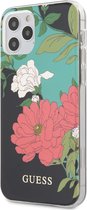 Zwart hoesje van Guess - Backcover - iPhone 12 - 12 Pro - Flower TPU