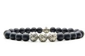 Beaddhism - Armband - Matt Black - 925 Zilver - Kashmir 3 - 8 mm - 19 cm