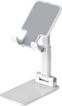 Telefoon & Tablet Houder - Bureau | iPad / iPhone Tafel Standaard | zilver wit | in hoogte verstelbaar