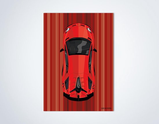 Lamborghini Aventador SVJ Rood op Poster - 50 x 70cm - Auto Poster Kinderkamer / Slaapkamer / Kantoor
