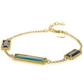 ZINZI zilveren armband met langwerpige zwarte en groene kleursteen ZIA2112