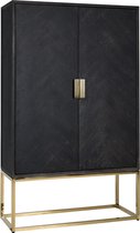 Wandkast 2-deuren goud/zwart hout metaal laag (r-000SP34016)