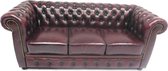 Chesterfield bank Liverpool - 3 zits - antiek wash/off leder New Red (bordo rood/bruin)