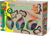SES - Eco - klei mega set - 7 kleuren klei met uitsteekvormen en houten roller - makkelijk uitwasbaar