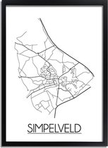 Simpelveld Plattegrond poster A4 + fotolijst zwart (21x29,7cm) - DesignClaud