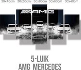 Allernieuwste Canvas Schilderij 5-luik Mercedes-Benz AMG - Autosport - Poster - 5-luik 80 x 150 cm - ZwartWit