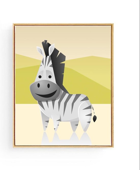 Poster Safari Dikke Zebra - 70x50cm- Dieren - Baby / Kinderkamer - Muurdecoratie - Postercity