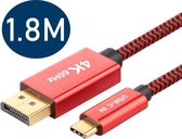 Vues USB-C naar Displayport Adapter - Converter - Ondersteunt 4K 60HZ - Geschikt Voor - Apple / iMac / Macbook (Pro) - Type C naar Display port - 1.8 meter - Rood