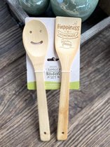 Ensemble de cuisine en bambou joyeux / ensemble de spatule avec le texte Happiness / cadeau / anniversaire / fête des pères / fête des mères / amour / amitié
