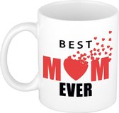 Best mom ever mok wit met roze hart - 300 ml - moeder cadeau mok / beker - Moederdag / verjaardag