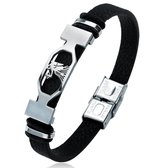 Maagd / Virgo - Leren Armband met Stalen Sterrenbeeld - Astrologie - Zwart - Armbanden Heren Dames - Cadeau voor Man - Mannen Cadeautjes