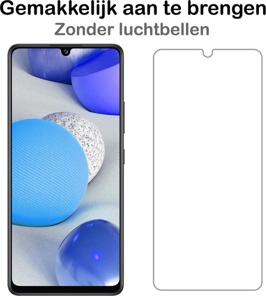 Screenprotector, eenvoudig aan te brengen zonder luchtbellen, past op een telefoon met V-notch.