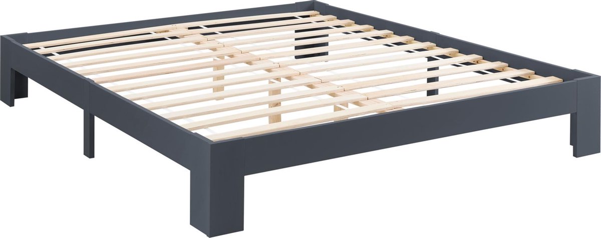 Houten bed Raisio met bedbodem 180x200 cm donkergrijs