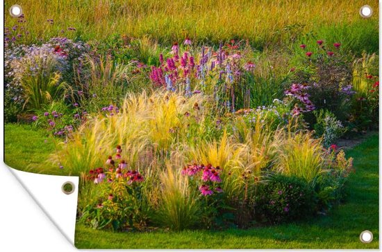 Herbe ornementale avec fleurs colorées 120x80 cm