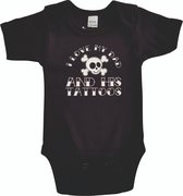 Zwarte romper met "I love my dad and his tattoos" - maat 80 - vader, vaderdag, babyshower, zwanger, cadeautje, kraamcadeau, grappig, geschenk, baby, tekst, bodieke